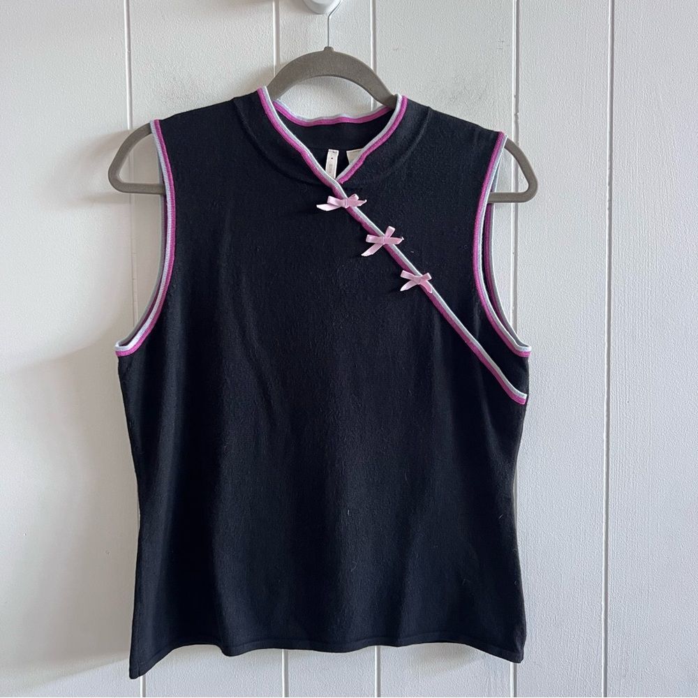 Vintage Anthropologie Moth Mandarin Collar Sleeveless Sweater